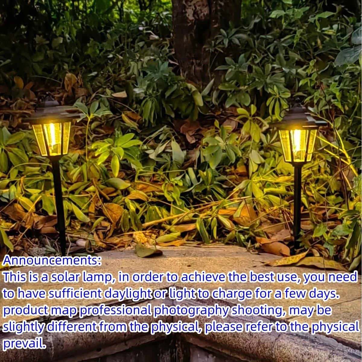 2-Pack Vintage Hexagon LED Solar Lights, Outdoor Pathway Garden Yard Decor, Plastic Material image 3