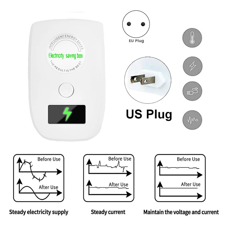 Household Energy-Saving Appliances. Power Saver Smart Appliance Saver Energy-Saving Device TV Washing Machine Durable EU Plug