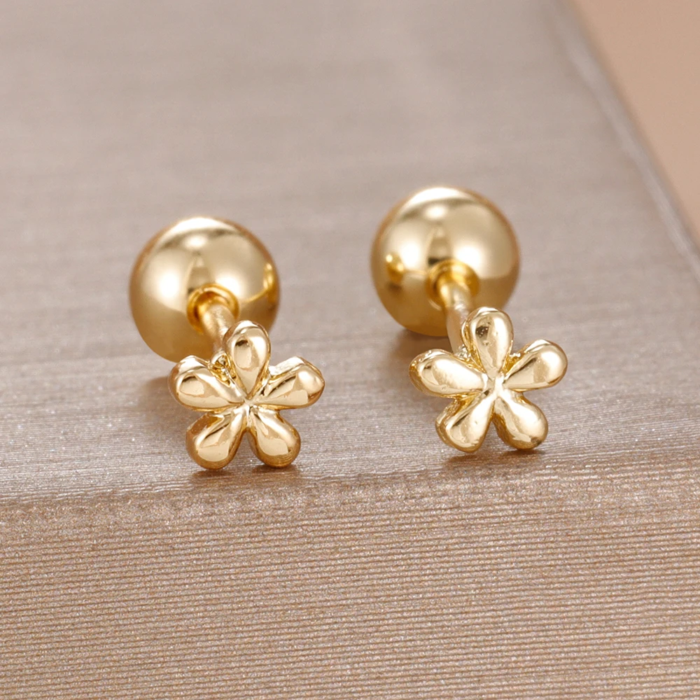 2 pares de nuevos aretes pequeños de acero inoxidable con diseño de flor dorada para mujer, aretes de hélice, regalo de joyería para compromiso o cumpleaños