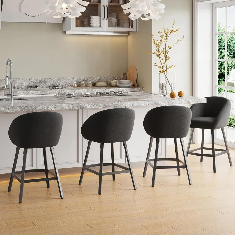 Bar Stools Set of 4,Upholstered Bar Stool with Back, 27 inch Height Counter Height Barstools for Home Kitchen Island