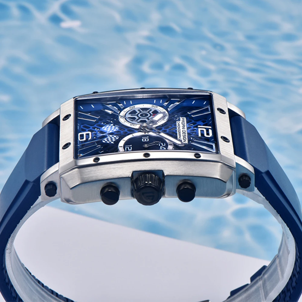 PAGANI DESIGN 2022 Neue rechteckige Uhren für Herren, Top-Marke, Herren-Sport-Quarzuhren, Skelett-Automatik-Datums-Chronograph