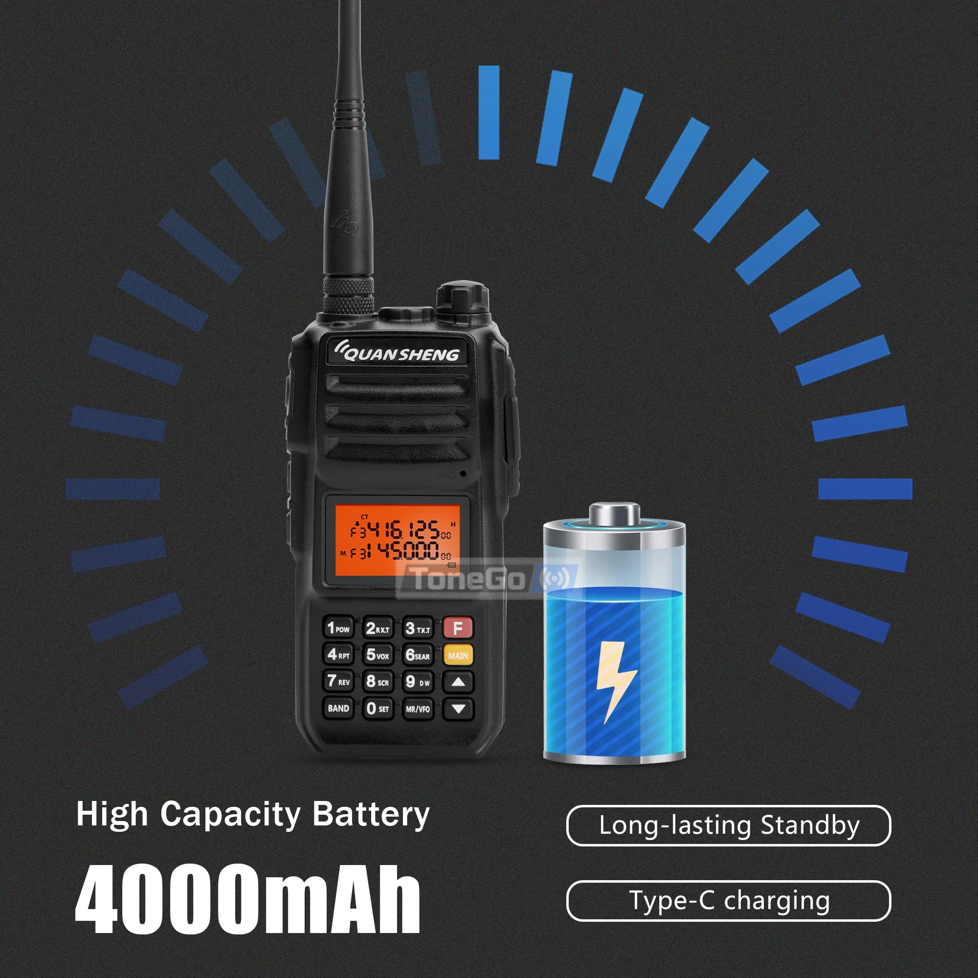 Quansheng TG-UV2 Plus 10W Walkie Talkie USB-C Pengisi Daya Superheterodyne UHF VHF Dual Band FM Jarak Jauh Portabel Ham Radio Dua Arah