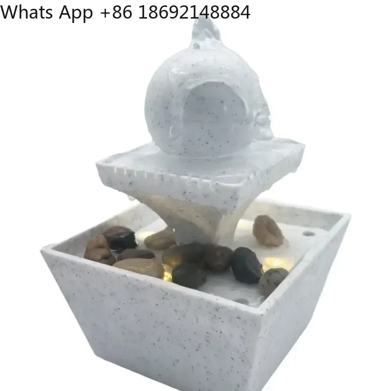 Small Desktop Fountain with Flowing Ball for Home Office Living Room Decoration Craft Ornament
