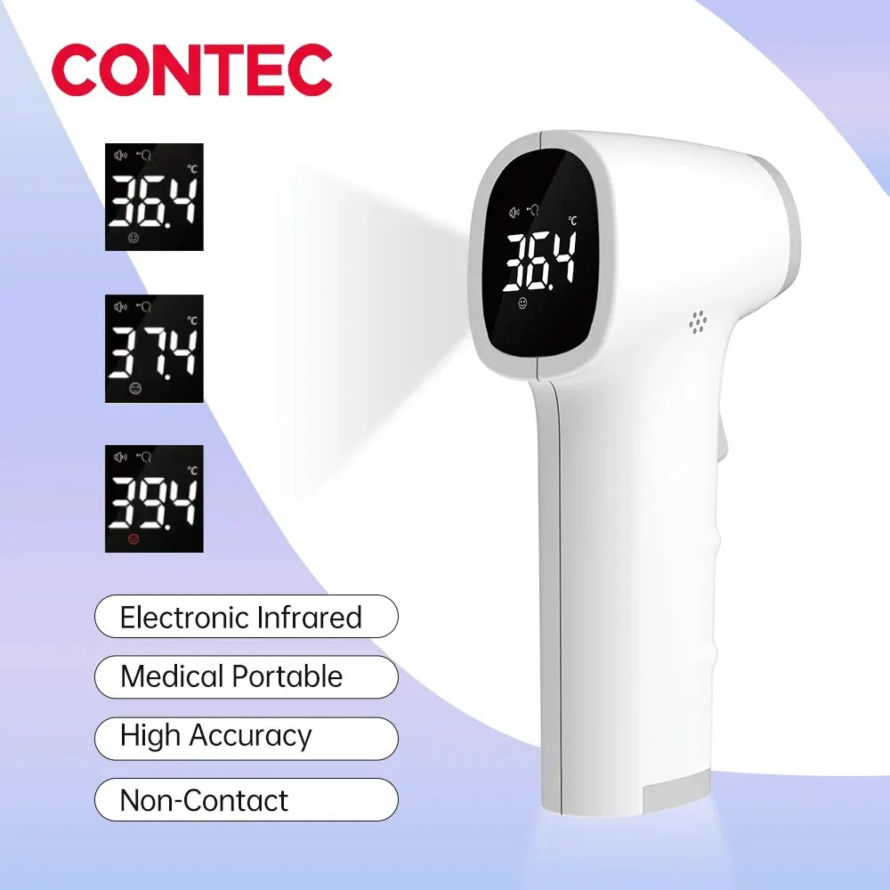 CONTEC-Termômetro infravermelho digital da testa, LED, sem contato, medição de temperatura para adultos