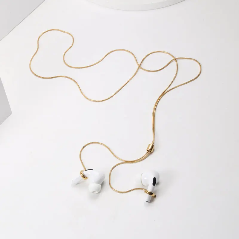 Airpods Anti Rope Loss Neck Chain Anti Falling Off Titanium Steel Personalized Creative Jewelry