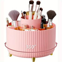 360° Rotating Makeup Tool Storage Box Desktop Organizer Cosmetic Brushes Holder Lipstick Eyebrow Pencil Holder Jewelry Container