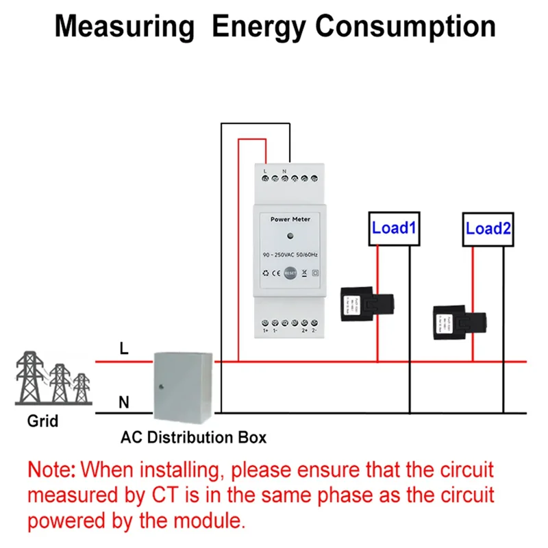 BAAE Tuya Smart Life Wifi Energy Meter Bidirectional 2 Channel Din Rail With CT App Monitor Export And Import Power