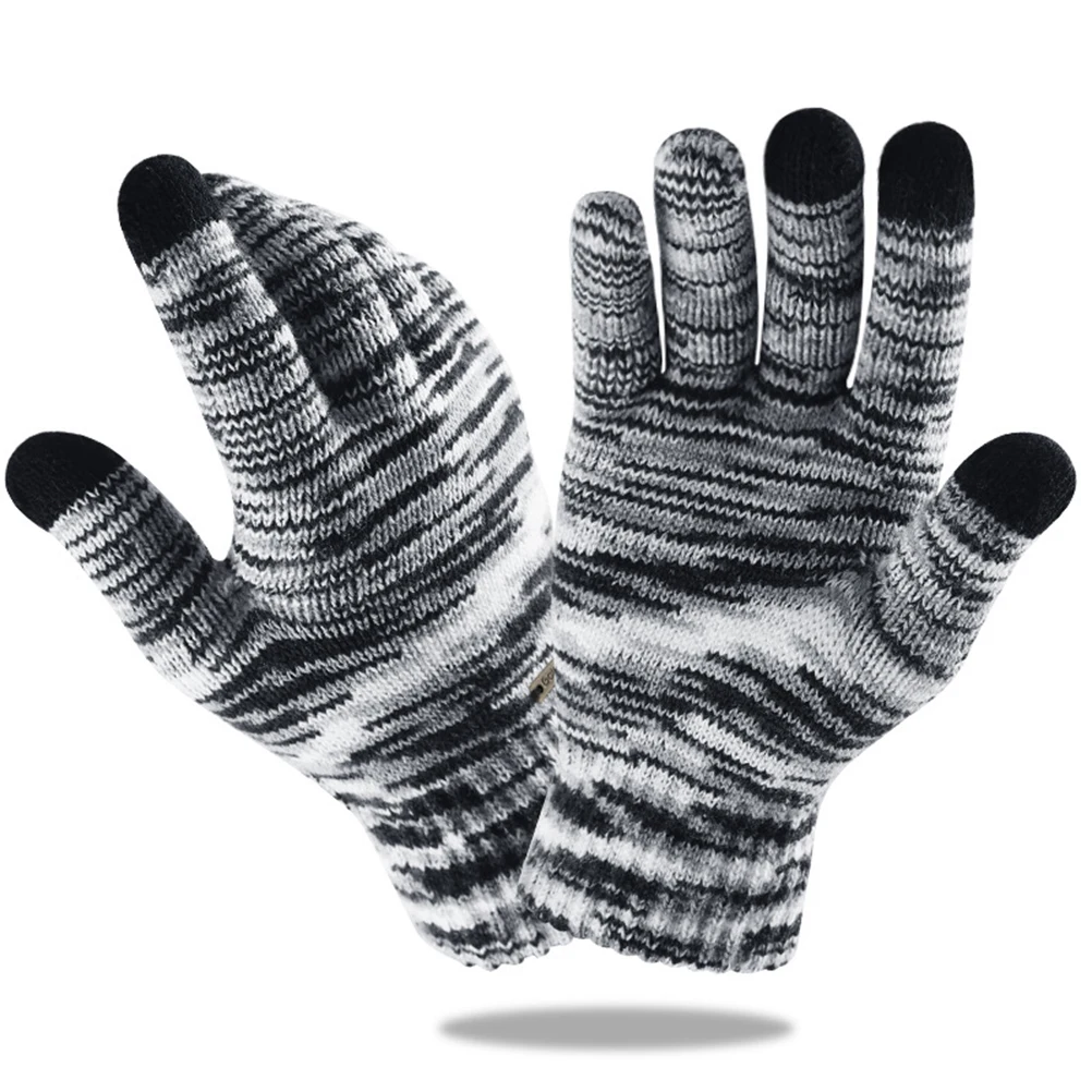 

2pcs Touch Winter Warm Winter Sports Gloves Outdoor Cycling Gloves For Men Women Anti-Wind Full Finger Black White