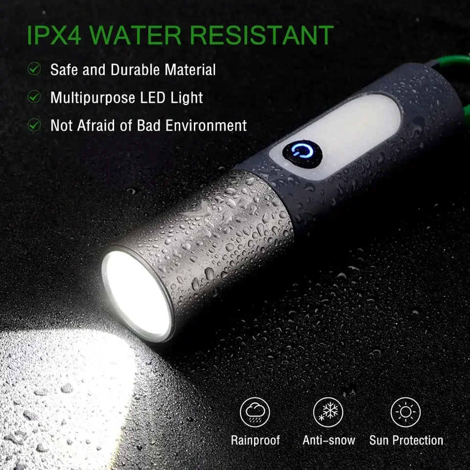 2023 New Rechargeable Lamp Waterproof Strong Flashlight IP55 Multi Functional Led Powerful Outdoor Torch Light Bike Song Man