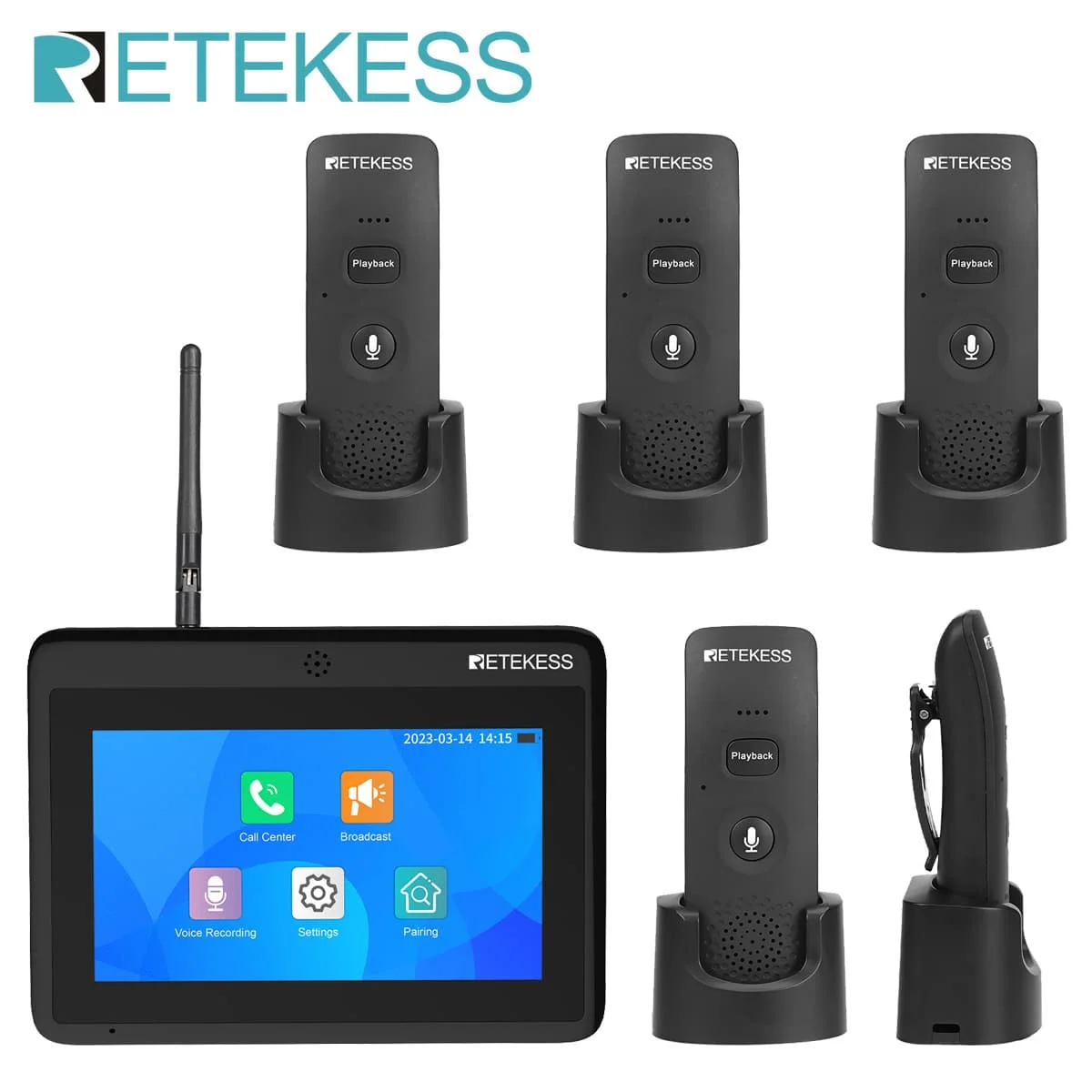 

Retekess TD125 Restaurant Pager Walkie Talkie Wireless Calling System Voice Two-Way Intercom Receiver For Cafe Bar Hotel Home