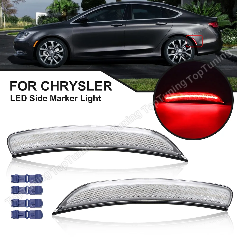 

2PCS for Chrysler 200 2015 2016 2017 2PCS Smoke and Clear Rear LED Side Marker Lamp Red Light OEM#:68194897AA 68194896AA