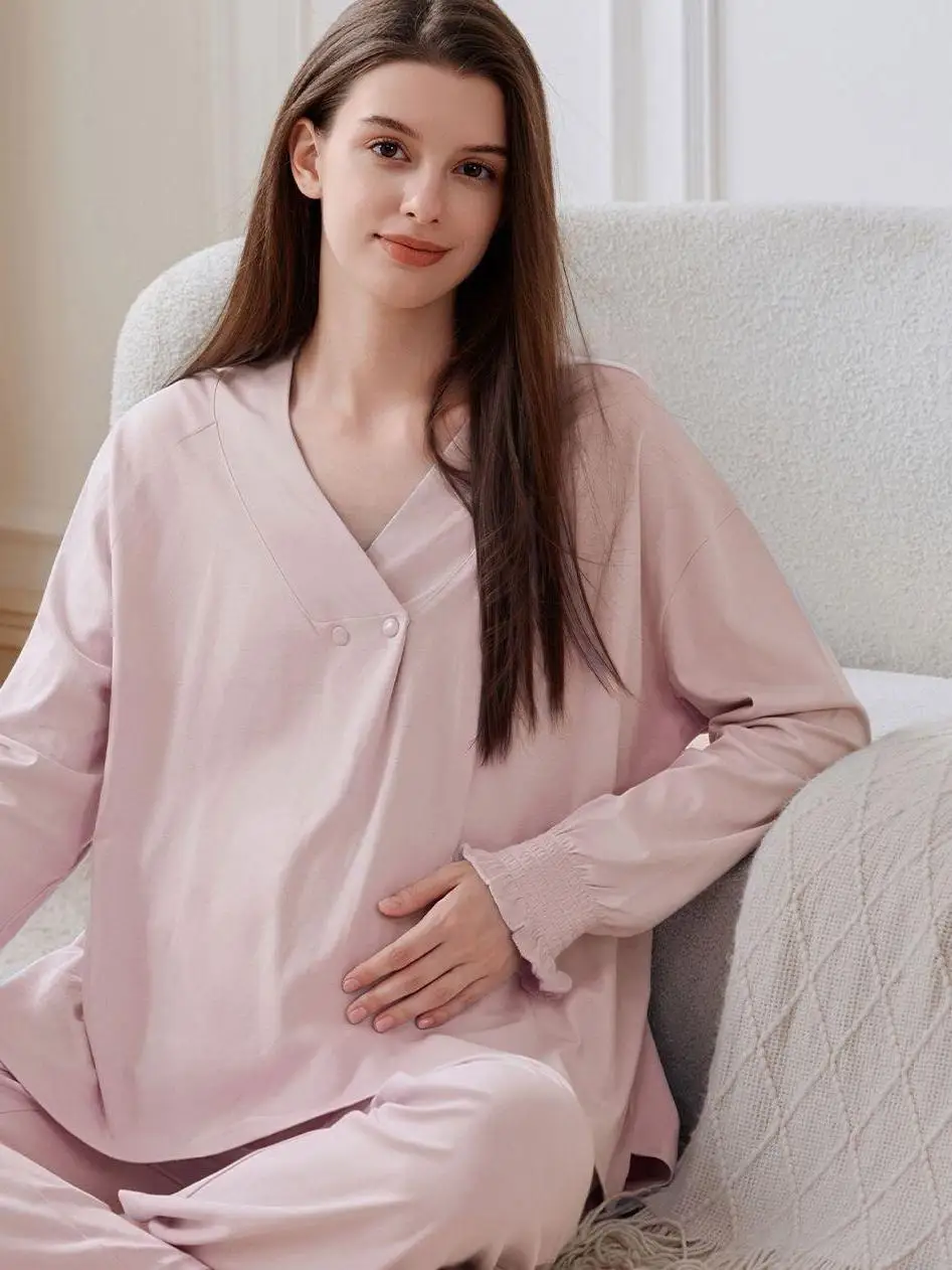 chemise-de-nuit-d'allaitement-pour-femmes-en-modal-vetements-de-nuit-pour-femmes-vetements-d'interieur-post-partum-col-en-v-manches-longues-coupe-ample-adaptee-aux-quatre-saisons