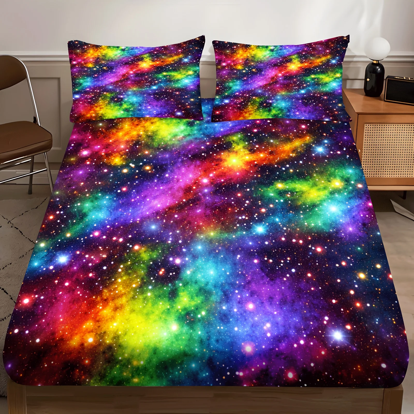 Baby Nursery Bedding Sets - Zestaw prześcieradeł z nadrukiem Galaxy, oddychający