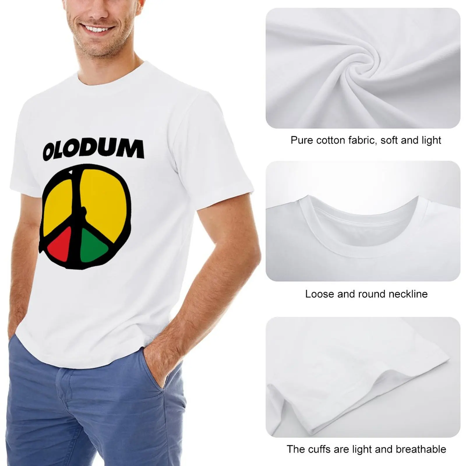 Olodum Michael Jackson PEACE and LOVE T-Shirt cute tops summer clothes Short sleeve mens white t shirts