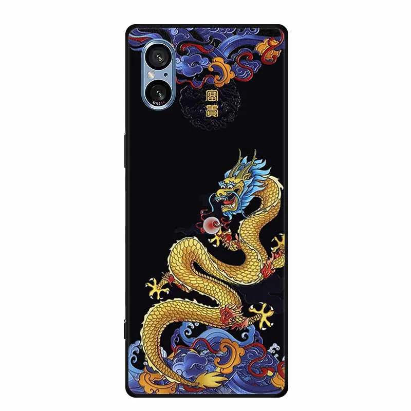 For Sony Xperia 10 VI 2024 Case 3D Relief Emboss Black Silicone Soft Back Cover Case For Sony Xperia 1 VI 10 5 V 1 10 III Case