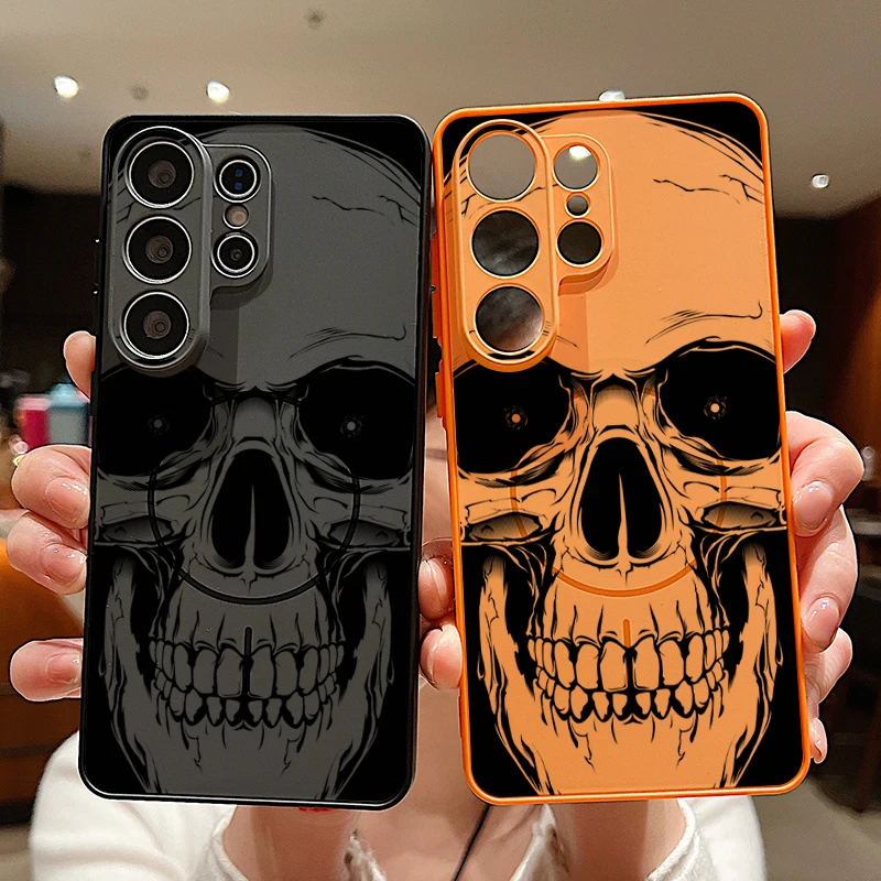 Human Skull Print Magnetic Phone Case For Samsung Galaxy S26 S25 Ultra S24 S23 FE A18 A17 A57 A56 A37 A16 A35 A55 A15 A36 Cover