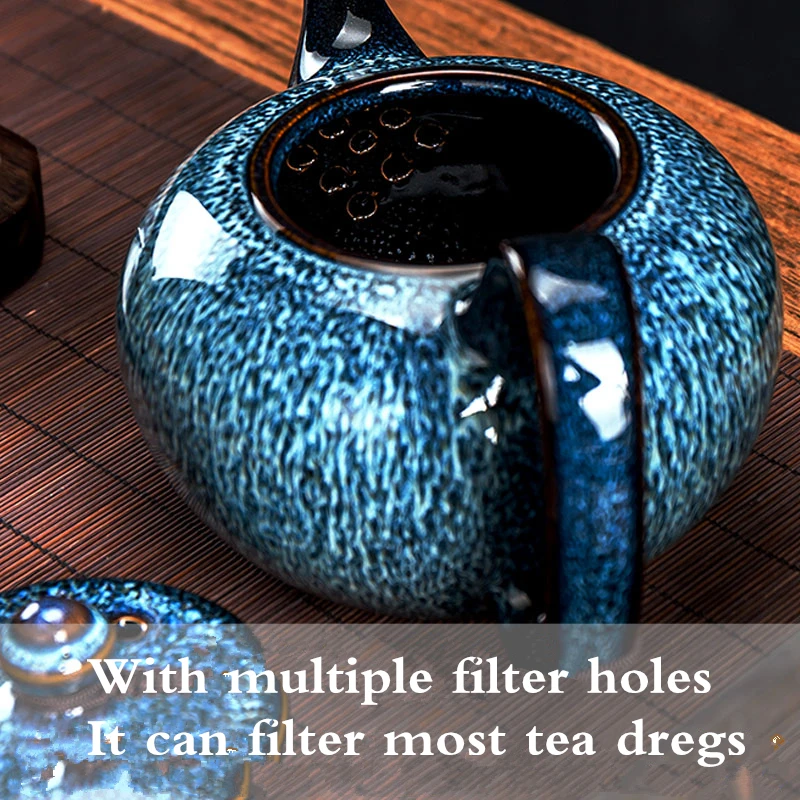 Ceramic Teapot Kiln Change Single Large Kettle Household 1 Teapot 2 Cups Large Capacity Hoop Handle Tea Set