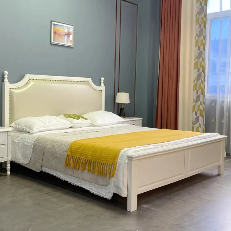 

Small American style solid wood soft bag backrest bed