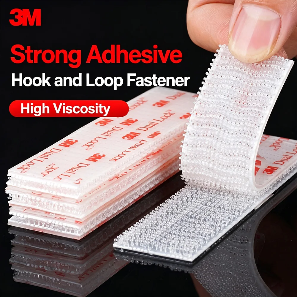 3M Sj3560 Mushroom Head Buckle Dual Lock Tapes, Multi-Functional Clear Hook Loop Fastener, Strong Adhesion, Seamless 5/10Pcs