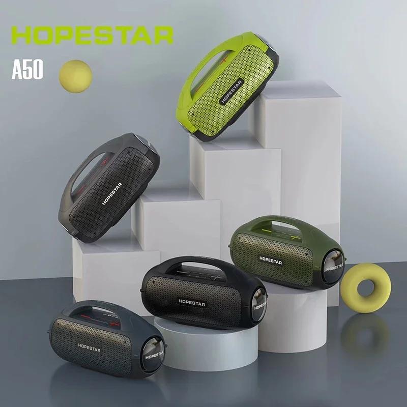 Портативный микрофон Hopestar A50, популярная модель, 80Вт, IPX6, беспроводная колонка с RGB LED подсветкой, мощный сабвуфер для улицы, водонепроницаемый, для вечеринок