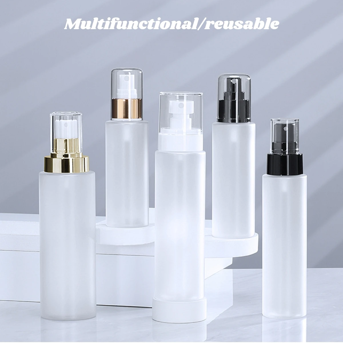 Atomizer portable transparent frosted sub-bottle travel practical refillable multi-functional hydrating spray bottle.