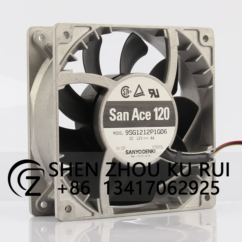 Case Cooling Fan Dual Ball for SANYO DC12V 4.0A 9SG1212P1G06 Large Capacity 12038 Centrifugal Exhaust Industrial 120X120X38mm