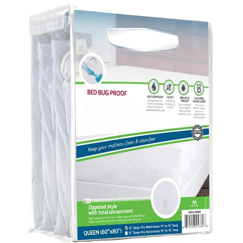 

Водонепроницаемый чехол для матраса от клопов и пылевых клещей на молнии, бесшумный, мягкий, для кровати размера Queen