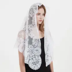 Mantilla de encaje de estilo español para mujer, velo de iglesia de gran tamaño, cubierta de cabeza nupcial, velo católico de boda