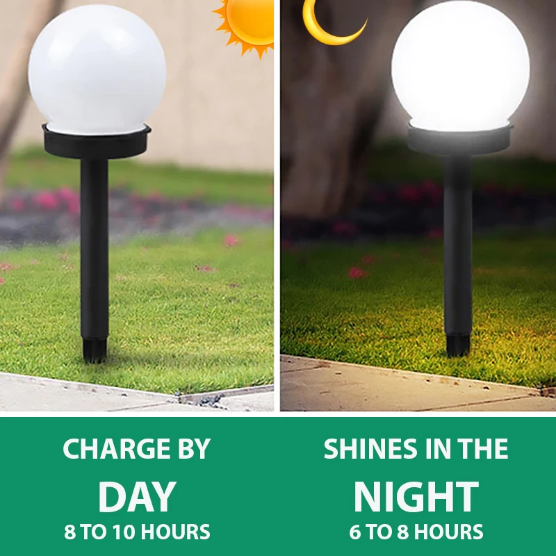 Solar Garden Light Panel LED Round Ball Outdoor Waterproof Decorative Energy Powered for Street Courtyard Landscape Lamp Path