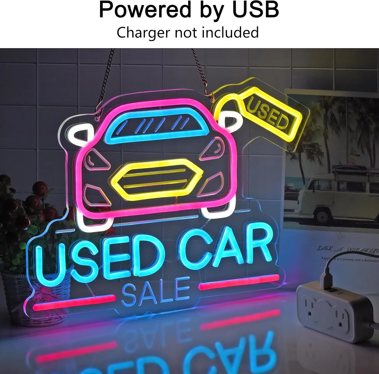 Car Sale LED Neon Sign USB Dimmable Neon Light Sign for Gameroom Bedroom Bar Livingroom Birthday Party Gift Wall Decoration