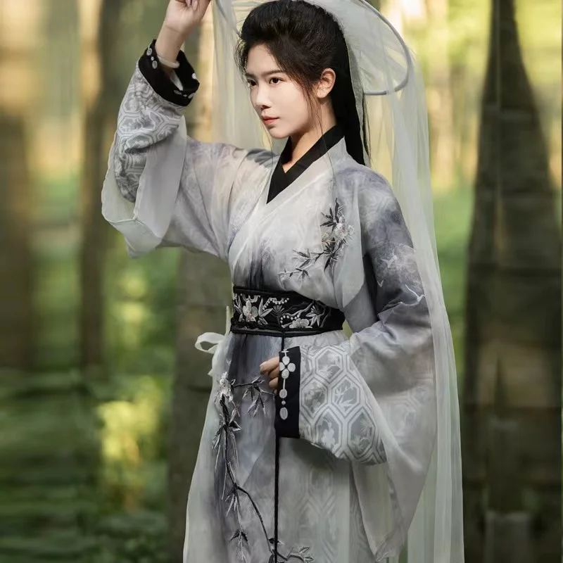 Vestido Hanfu bordado chino tradicional para hombres y mujeres, Weijin traje recto de período, ropa de espectáculo de escenario de Cosplay inmortal