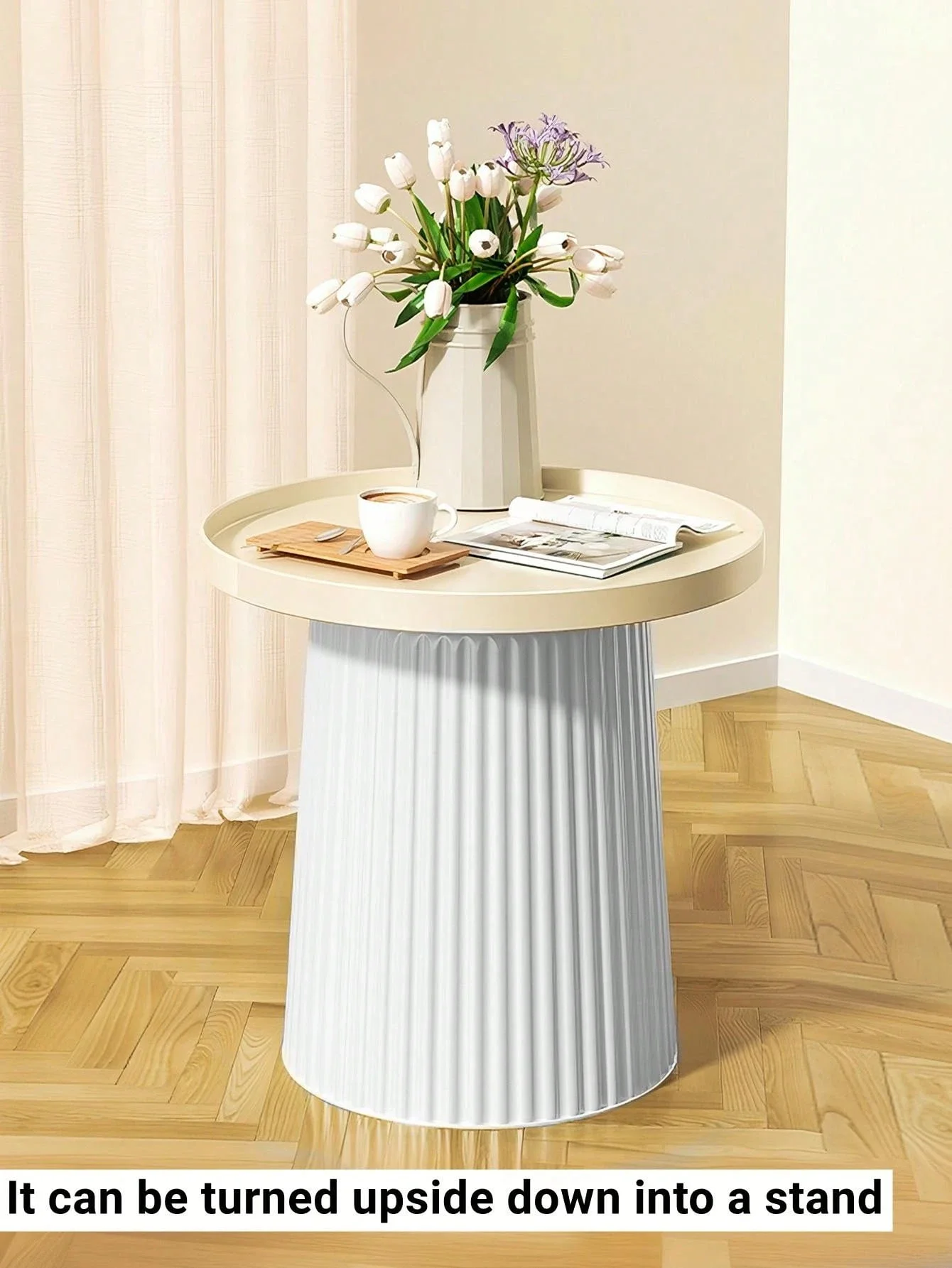 1개 심플 스트라이프 프레스 링 쓰레기통, 화이트 침실 거실 욕실 쓰레기통, 플라스틱 쓰레기통, 사무실 및 호텔용