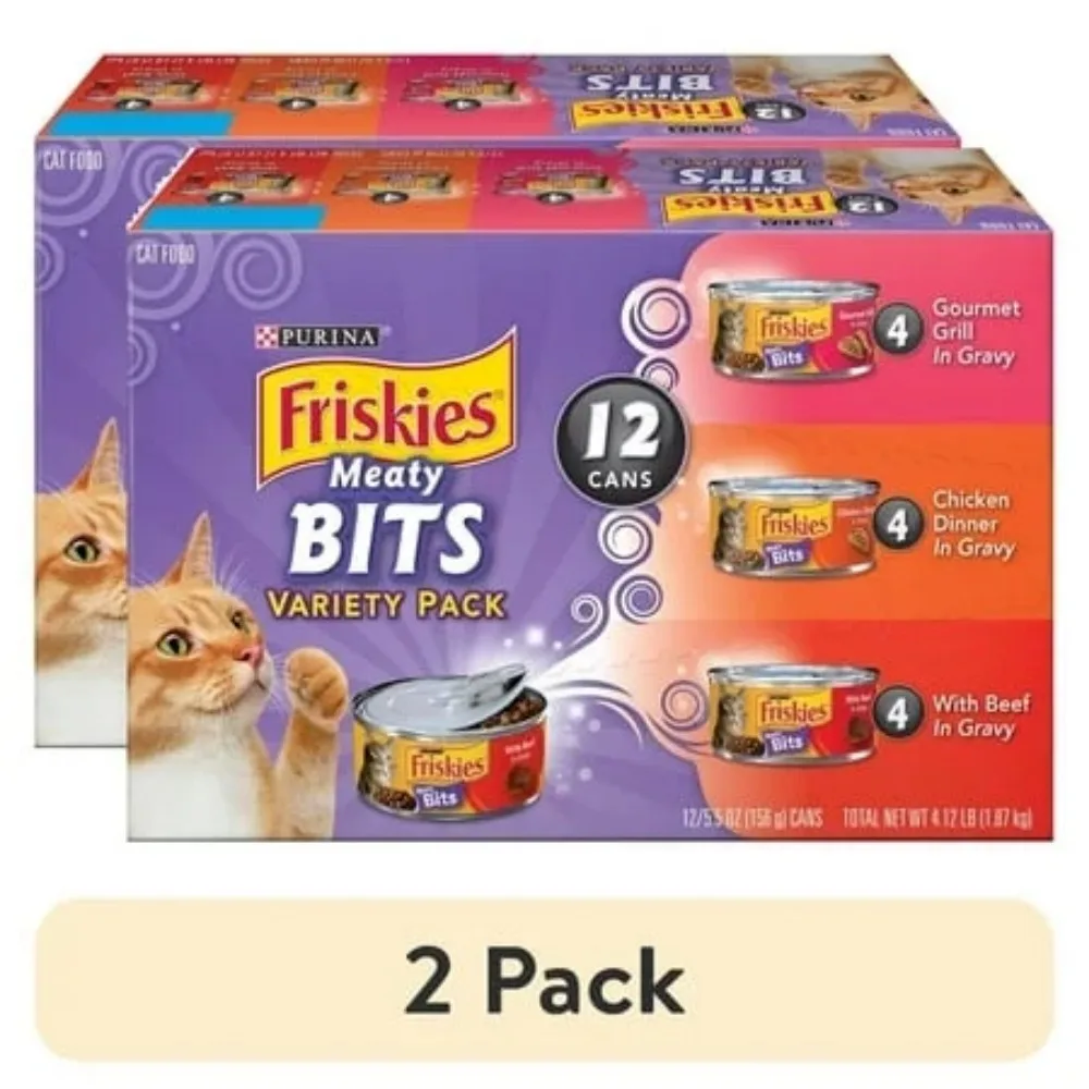 

(2 pack) Gravy Variety Pack, Meaty Bits, Wet Cat Food, 12 Pack, 5.5 oz. Cans