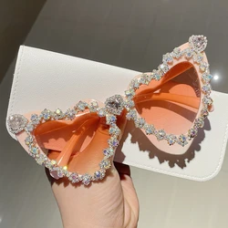 2022 Vintage Sexy Heart Sunglasses For Women New Luxury Brand Diamond Sun Glasses Ladies Retro Hip Hop Cool Eyewear
