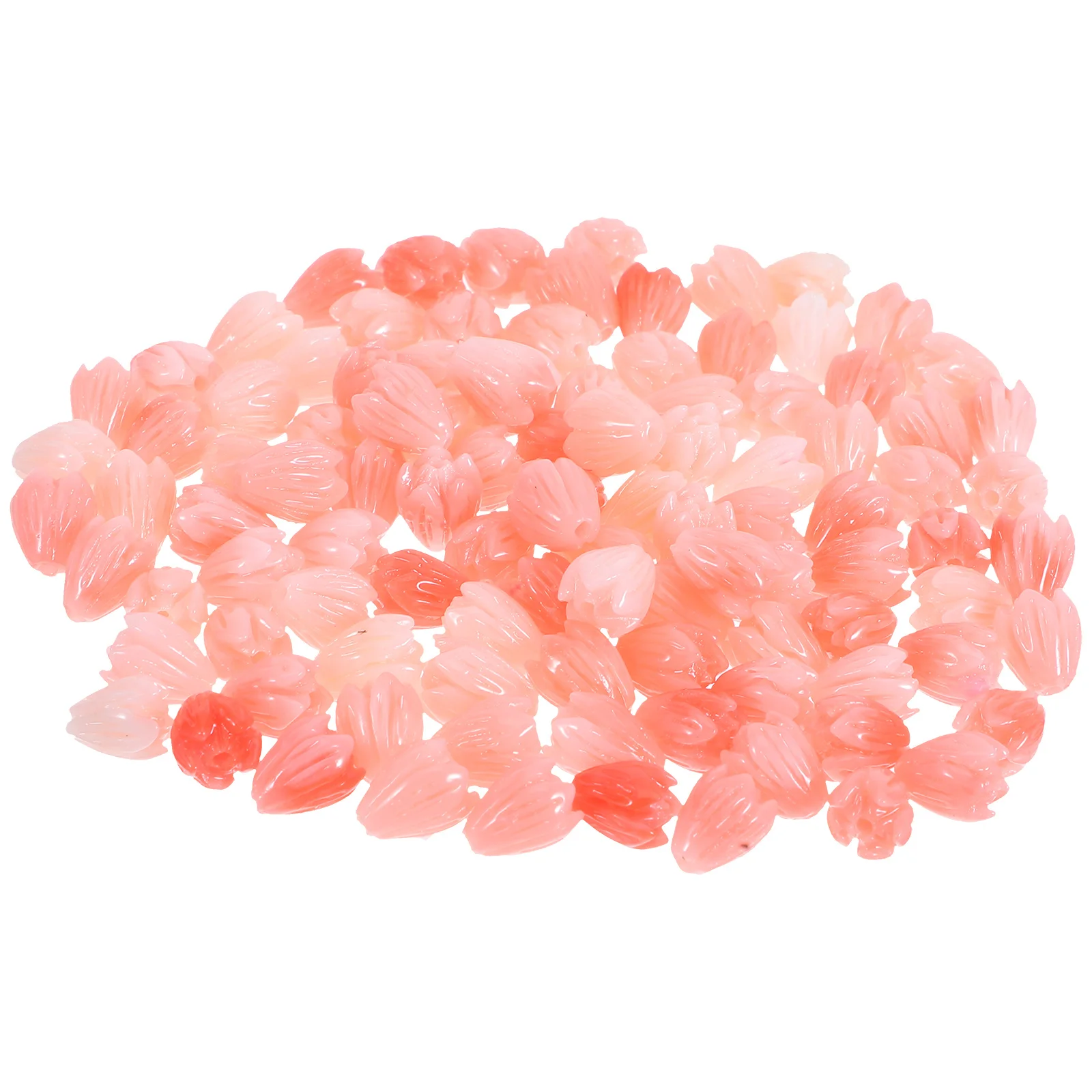 

100pcs 3D Carved Pink Jewelry Making Supplies Bracelet Necklace Crafts Floral Spacer Beads For Diy Bead Charms