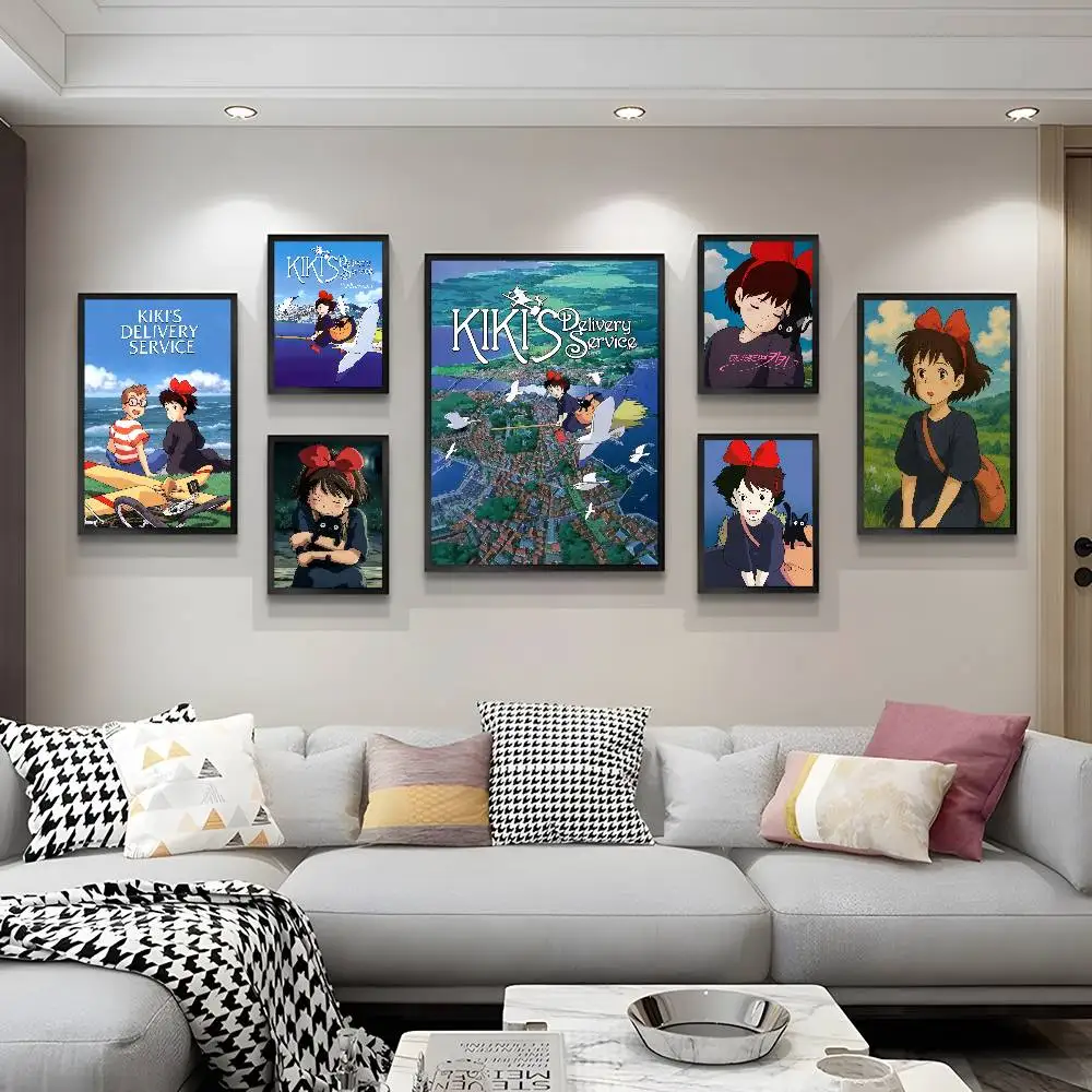 Cartoon Movie K-Kikis D-Delivery Service Vintage Posters Sticky Retro Kraft Paper Sticker DIY Room Bar Cafe Kawaii Room Decor