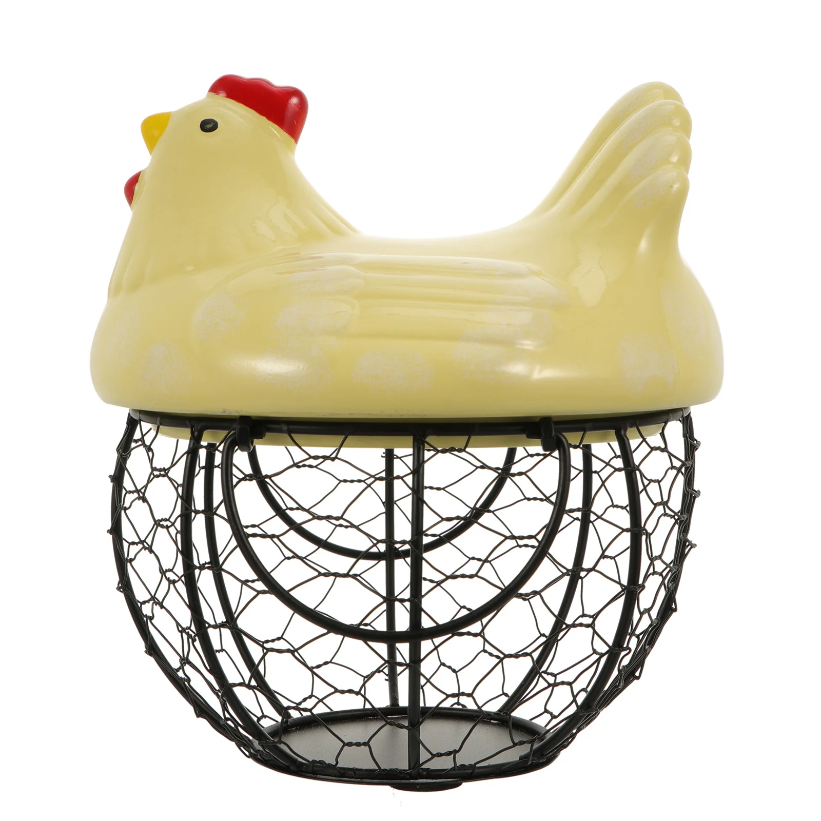 

1Pcs Chicken Design Egg Basket Premium Ceramic Iron Snack Holder Kitchen Living Room Home Decor Storage Basket