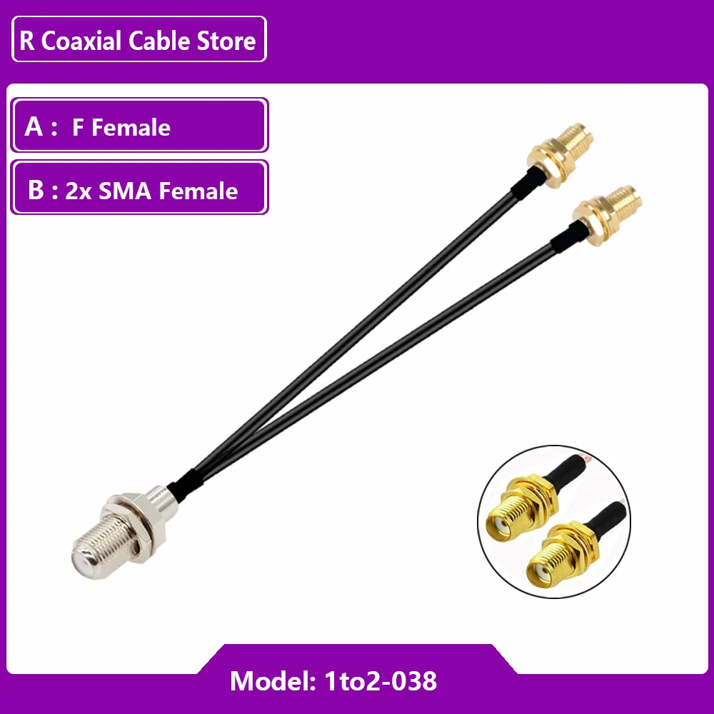 Connecteur de prise femelle F vers mâle XSMA, type Y, répartiteur, combinateur, cavalier, adaptateur en queue de over, RF coaxial RGAnthCable, routeur WIFI, antenne