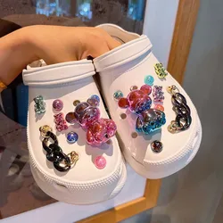 Shoe Charms DIY 3D Dazzling Bear Detachable Decoration Buckle for Hole Shoe Charm Accessories Kids Party Girls Gift