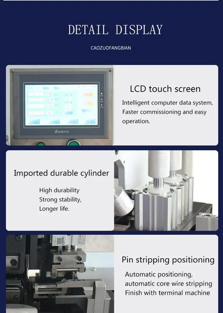Macchina completamente automatica per la produzione di cavi, spelafili e crimpatrici terminali