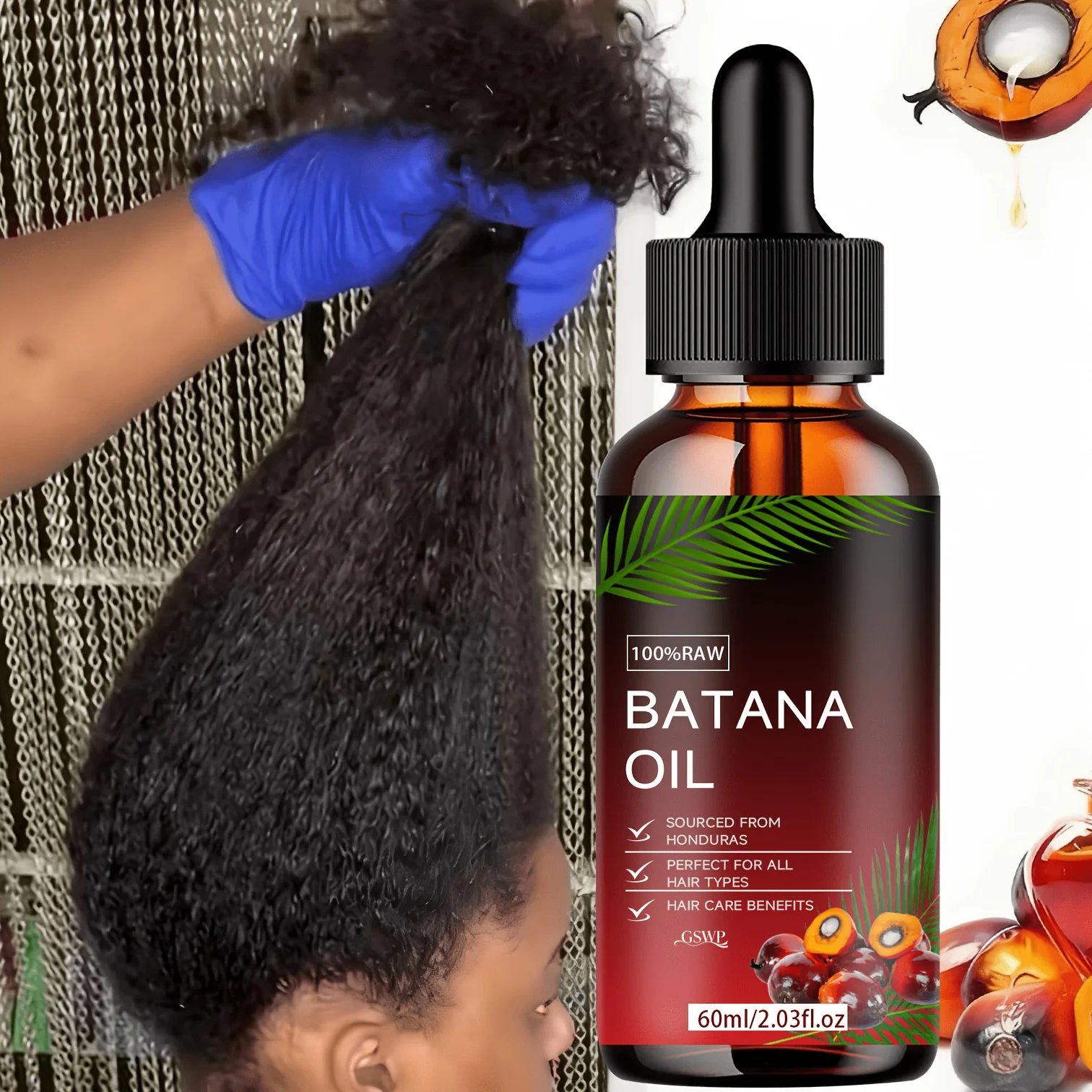 GSWP Batana Oil Hair Oil, Deep Moisturizing, Making It Soft and Shin, Deep Conditioning & Strengthening, Repairing Hair.60/120ml