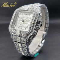Reloj de cuarzo con diamantes para hombre, relojes de pulsera resistentes al agua con fecha automática para hombre, relojes de tendencias de moda helados únicos de lujo, nuevos