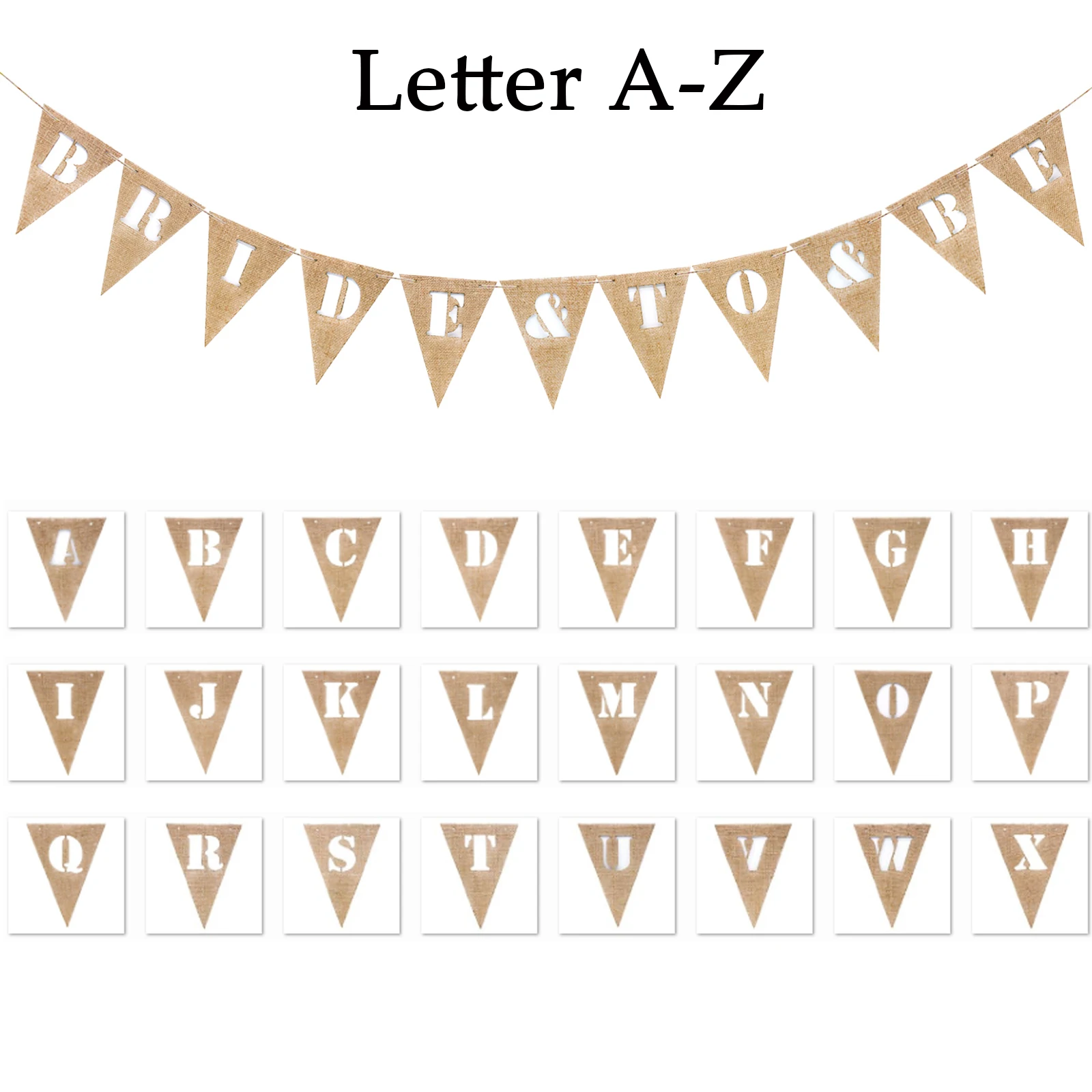 Personalize Party Flag Letter A-Z Diy Jute Burlap Bunting Banner Flags Candy Bar Wedding Decoration Baby Shower Favors