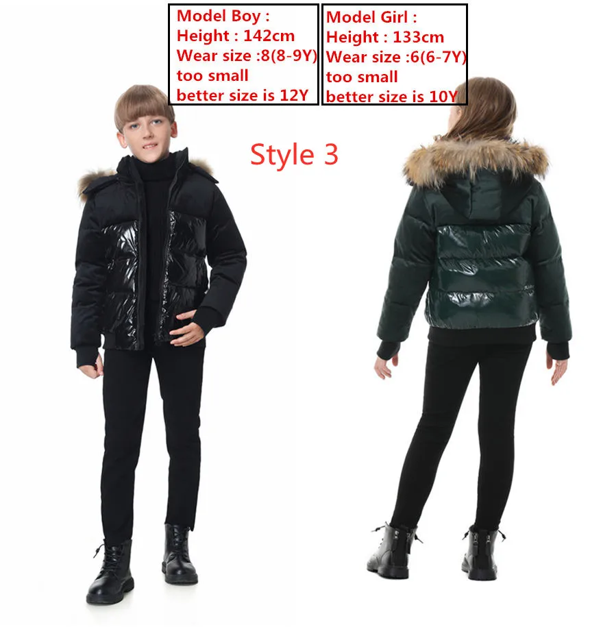 Black Winter Jacket Parka For Boys Winter Coat 90% Down Girls Jackets Children\'s Clothing Snow Wear Kids Outerwear Boy Clothes