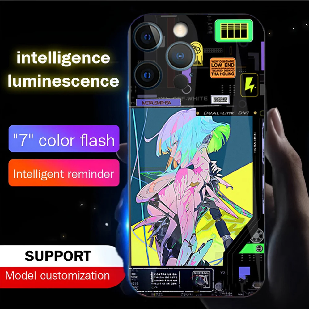 

Pretty Girls Luminous Glass LED Call Light Up Flash Phone Case Cover For iPhone 15 14 13 12 11 Pro Max X XR XS 6 7 8 Plus SE2020