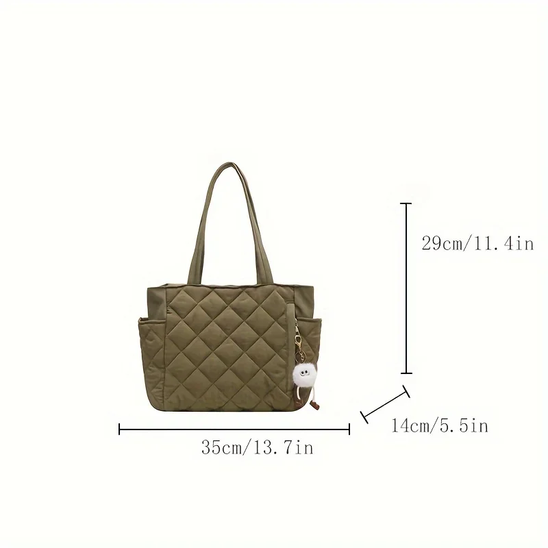 Casual Underarm Bags Quilted Women's Handbag Diamond Lattice Large Capacity Tote Bags Ladies Shoulder Puffer Commuting Bags