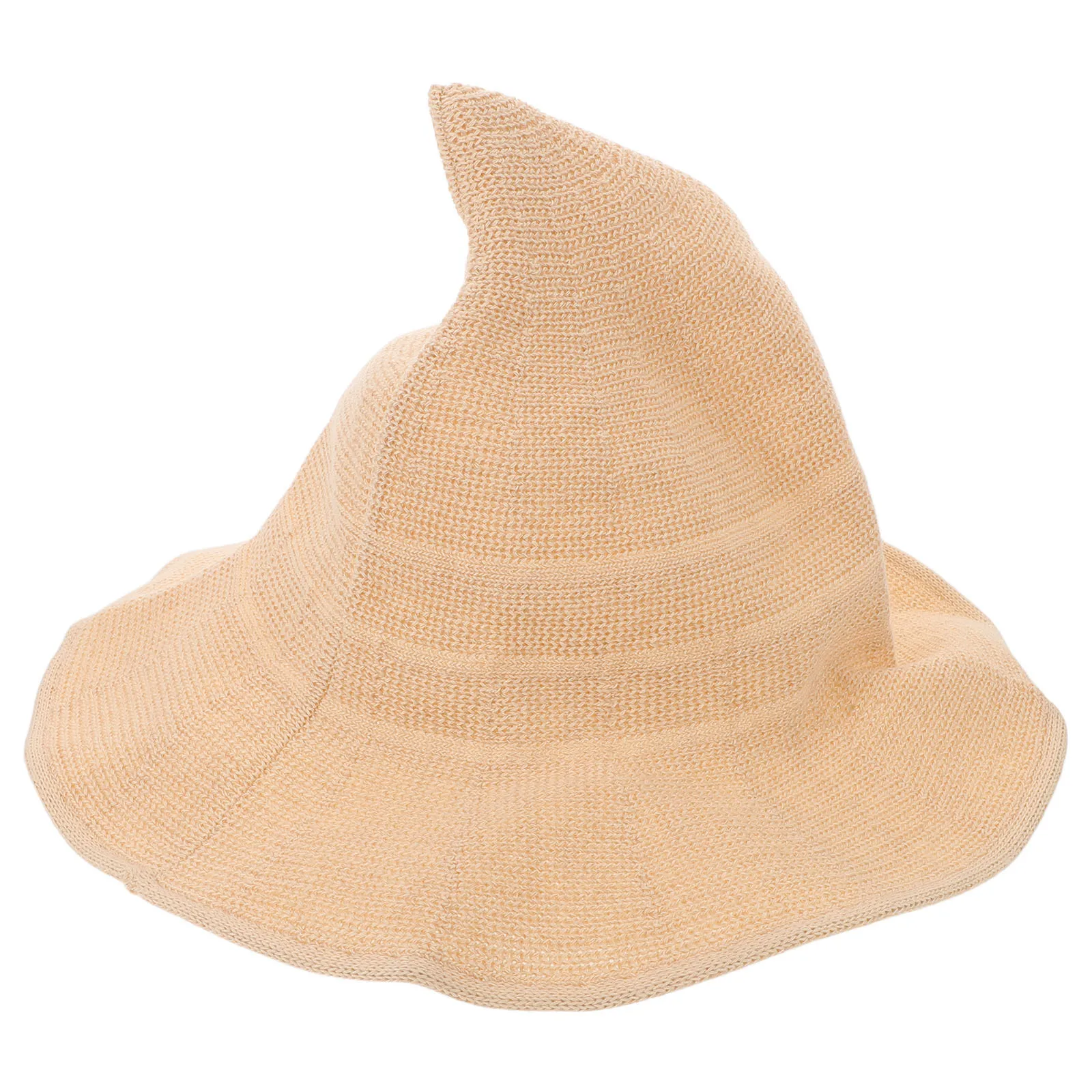 

Knit Witch Hat Beige Halloween Costume Accessory Adult Cotton Winter Cap Party Cosplay Wizard Hat Stage Show Prop