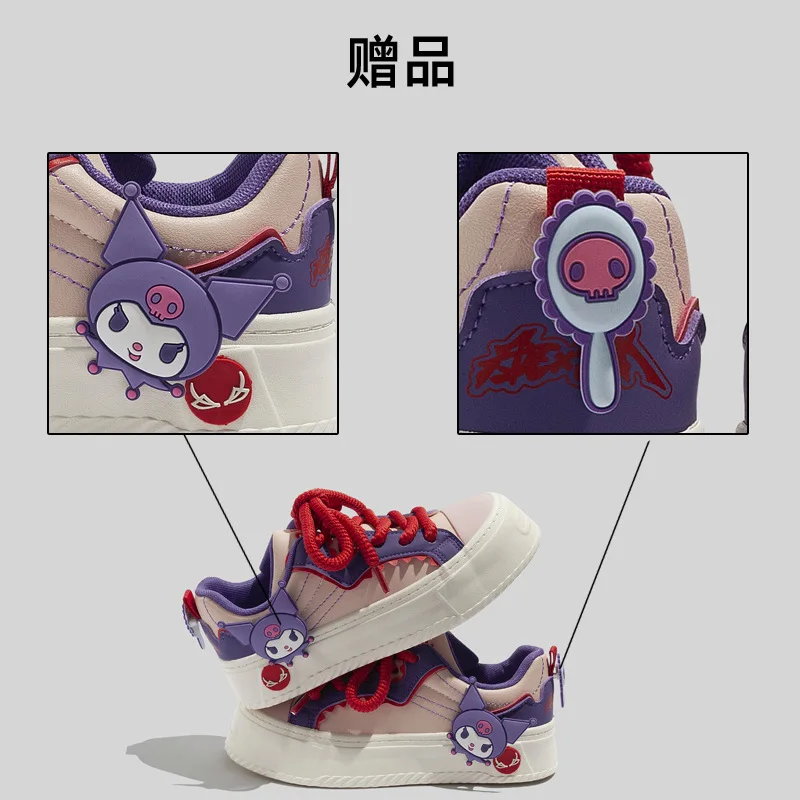 Sanrio Kuromi Women's Sneakers Fashion Pink Purple Cartoon Anime Cosplay Prop Shoes New Autumn Casual Shoes Vintage Board Shoes