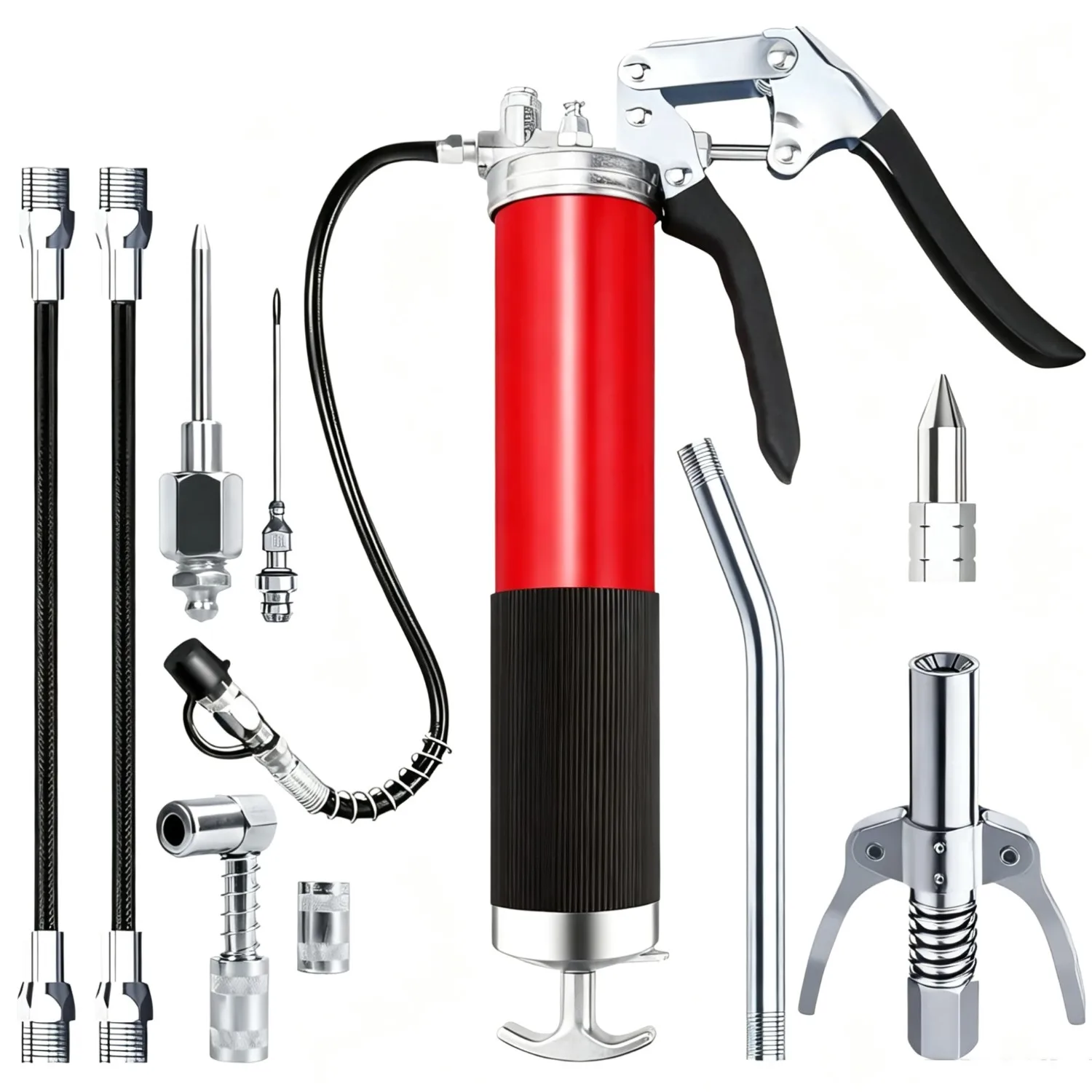 Kit Pistola per Olio e Grasso con Impugnatura Manuale, Accoppiatore a Pompa ad Alta Pressione, Cartuccia da 400cc, Strumento per Iniezione di Grasso per Auto, SUV, Camion e Riparazioni