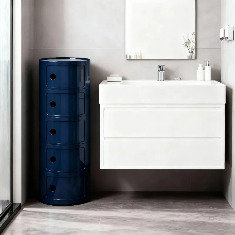 Cabinets Luxury Style ABS Round Storage Cabinet Detachable Modular Bedroom Nightstand Dining Room Kitchen Storage Side Cabinet